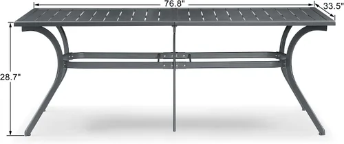 Miniatura 3 de PURPLE LEAF - Mesa de comedor al aire libre de aluminio para 6-8 personas con pies ajustables en altura y superficie acanalada, mesa grande