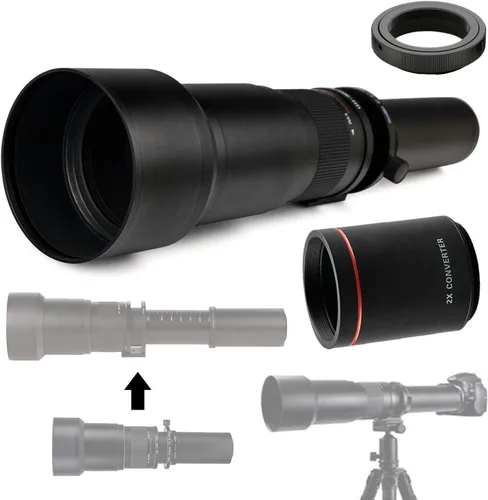 Commander Optics 25.591-51.181 in (con 2X- 51.181-102.362 in) f/8-16 HD Teleobjetivo zoom lente para cámaras de fotos Sony E-Mount Digital SLR