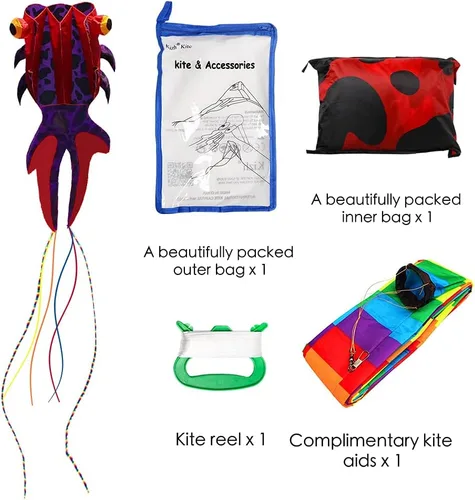 Miniatura 6 de Kizh Kite Giant 3D Dolphin - Cometa de parafoil suave sin marco para niños y adultos, cometa fácil de volar para playa, parque, jardín, parque