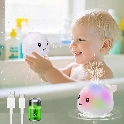 Miniatura 8 de Juguete de baño iluminado con aspersor para bebés, juguetes de agua recargables para piscina de bañera, regalos para niños pequeños, elementos