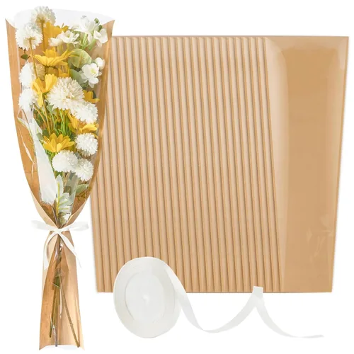 Miniatura 9 de Mauproy Paquete de 50 bolsas de flores para ramos de flores, papel de regalo de flores, fundas de papel kraft con cintas para graduación
