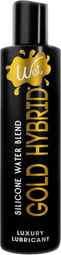Wet Lubricante híbrido Gold de silicona y a base de agua | Rendimiento duradero, fórmula premium | Fabricado sin glicerina ni parabenos | Lubricante