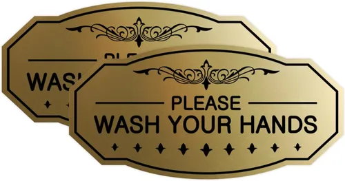 Miniatura 13 de Signs ByLITA Letrero de Victorian Please Wash Your Hands (plata cepillada) - Grande Brushed Silver