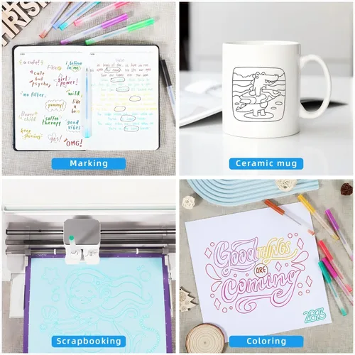 Miniatura 7 de Juego de bolígrafos de gel con purpurina compatible con Cricut Maker 3/Maker 4/Maker/Explore 3/4/5/Air 2/Air, juego de 12 bolígrafos de punta media