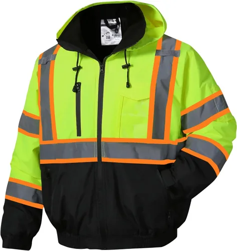 Miniatura 9 de SKSAFETY - Chaquetas reflectantes de alta visibilidad para hombres, chaqueta de seguridad impermeable para hombres con bolsillos, abrigos de trabajo