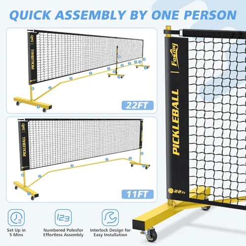 Miniatura 6 de Pickleball Net Set with 4 Fiberglass Paddles, Portable Pickleball Set with 4 Fiberglass Paddles, 6 Balls & Carry Bag, Easy Setup for Driveway
