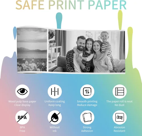 Miniatura 3 de MFLABEL Recambio de papel para cámara instantánea para niños, 9 rollos (2.2 x 1.1 pulgadas), papel fotográfico térmico a color para niños, 3 azul/3