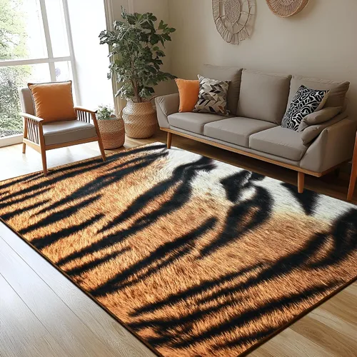 Miniatura 10 de Foxmas Alfombras de Área para Sala de Estar, 4x6 pies Lavables a Máquina con Estampado de Vaca, Alfombra de Piso Interior Antideslizante de Pelo
