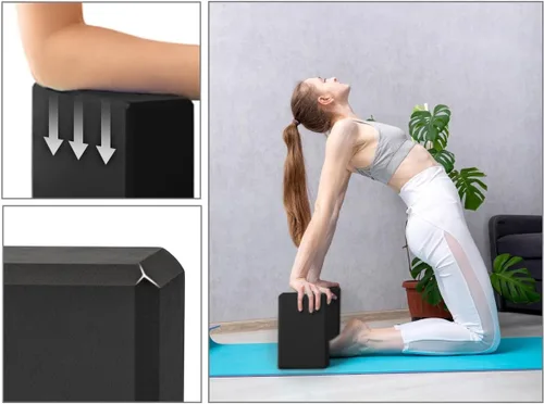Miniatura 5 de EXERZ Bloques de yoga, paquete de 2, bloques de gimnasio, ladrillos de entrenamiento de fitness, soporte de mano elástico para pilates