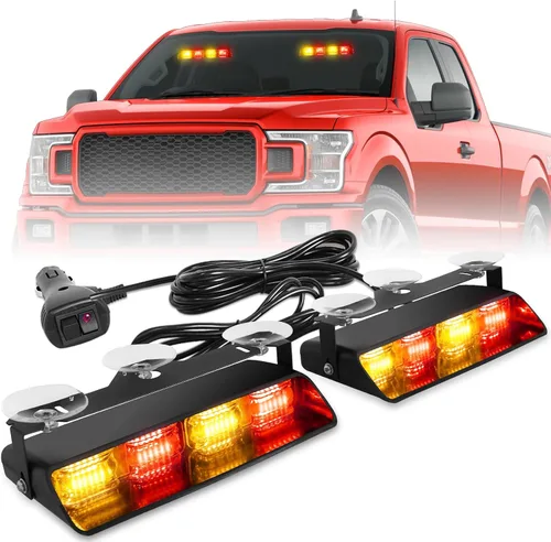 Miniatura 11 de HLauto 2002L Luces estroboscópicas de emergencia para salpicadero: luces de seguridad ámbar, luces de advertencia intermitentes para parabrisas