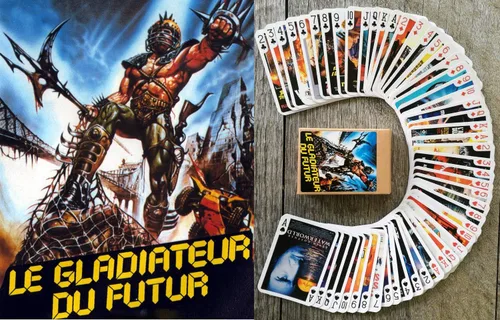 Miniatura 16 de Batallas con alienígenas jugando a las cartas (baraja de póquer 54 cartas todas diferentes) Cómic de acción espacial retro vintage de ciencia