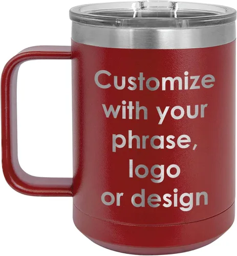 Miniatura 12 de Personalizado Negro 15 oz taza de café w/tapa deslizante superior Añadir su texto personalizado con nombres, frase, diseño o logotipo