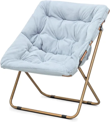 Miniatura 45 de Cómoda silla con platillo, silla de sala de estar, silla plegable acolchada suave de piel sintética, cómoda silla cuadrada de luna para sala