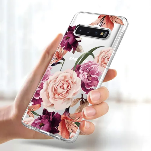 Miniatura 5 de Funda para Galaxy S10, delgada, a prueba de golpes, transparente, suave, flexible, TPU floral, funda protectora para Samsung Galaxy S 10 (2019)