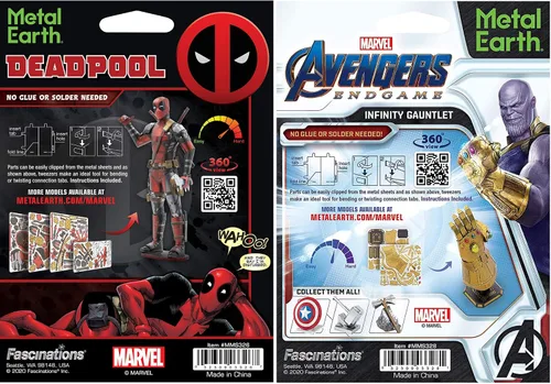Miniatura 3 de Metal Earth Fascinations - Juego de 2 kits de modelo de metal 3D Marvel Deadpool - Infinity Gauntlet