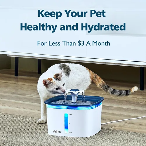 Miniatura 5 de Veken Filtro de fuente de agua para gatos, paquete de 4 filtros clásicos de repuesto y 4 esponjas de repuesto para dispensador automático de agua