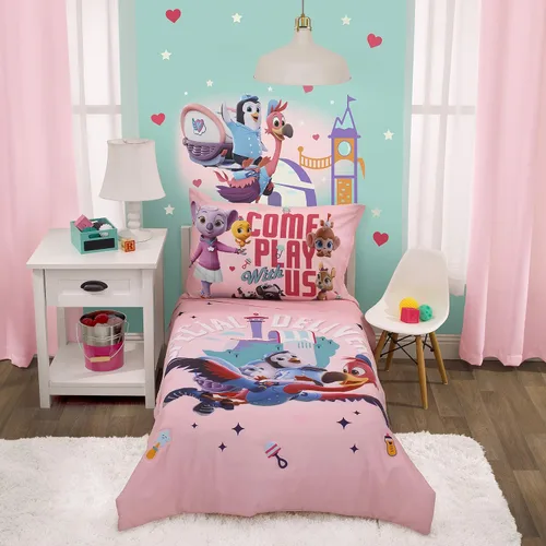 Miniatura 16 de Disney Encanto Tropical Delight - Juego de ropa de cama infantil de 4 piezas con flores y mariposas rosas y aguamarina, edredón, sábana bajera
