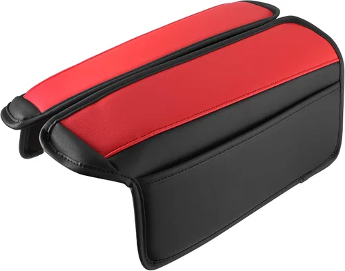 Cojín para reposabrazos de consola central de automóvil, almohadilla suave, soporte negro y rojo para Nissan Rogue 2021 2022 2023 (paquete de 2)