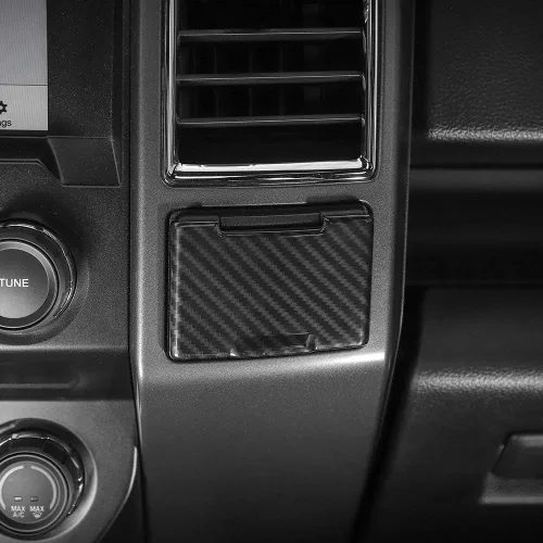 Miniatura 4 de Voodonala para Ford F150 2015-2020 Ribete de salida eléctrica central de fibra de carbono negro con tapa para encendedor para Ford F150 2015-2020
