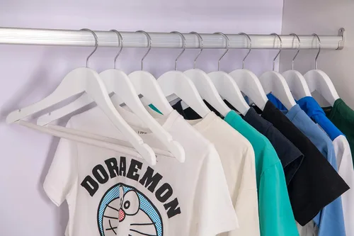 Miniatura 3 de Perchas de madera de calidad para niños de 12 pulgadas, paquete de 20 perchas para bebés, perchas para niños con barra para pantalones, muescas