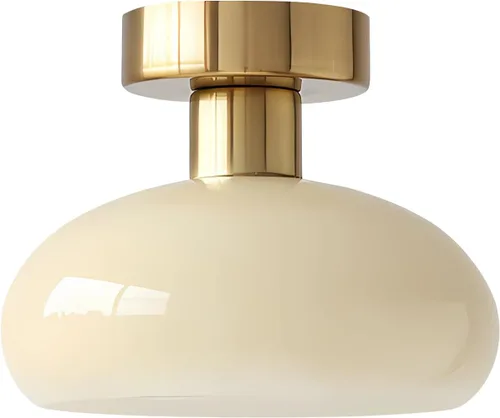 Miniatura 8 de KCO Iluminación moderna de oro cepillado semi empotrado lámpara de techo de tambor de montaje empotrado de latón antiguo de mediados de siglo, luz