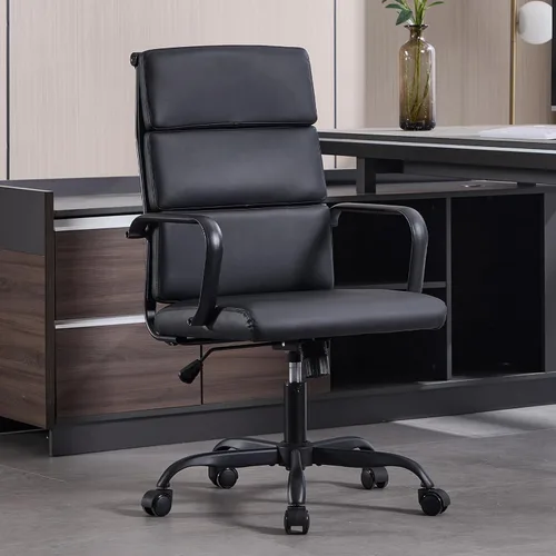 Miniatura 19 de Silla de oficina, ergonómicas ejecutivas para sala de conferencias, silla de escritorio de cuero acanalado con soporte lumbar, silla giratoria