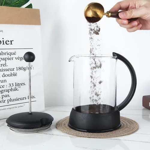 Miniatura 6 de Easyworkz Cuchara de café retro de acero inoxidable con mango de nogal negro, 10 g - Cuchara medidora (dorado cepillado)