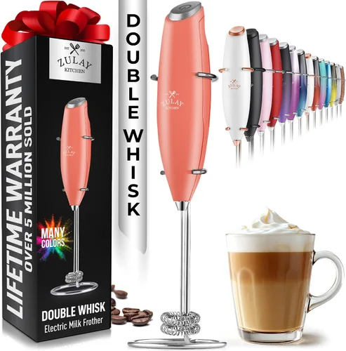 Miniatura 392 de Zulay Milk Boss Espumador de leche potente manual, hace espuma para latte, batidor para mezclar bebidas, café, miniespumador para capuchino, frappé