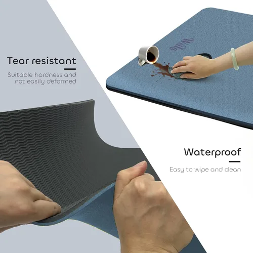 Miniatura 6 de Tapete de yoga antideslizante de TPE para mujeres y hombres, tapete de entrenamiento de doble cara de 72 x 24 pulgadas para gimnasio en casa