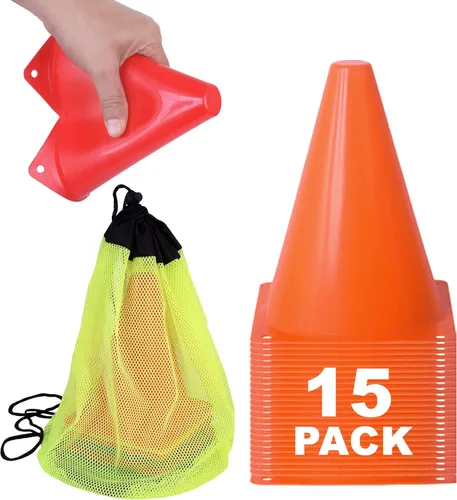 Miniatura 10 de Athllete Conos para entrenamiento deportivo, 7 pulgadas de alto y visibles, duraderos y fáciles de manejar, ideales para todo tipo de conos