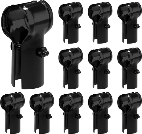 Miniatura 12 de VIVIDA Abrazaderas de riel de extremo de 1-3/8 pulgadas, accesorios de valla de enlace de cadena negra, conectores T de tubo de panel de 1-3/8