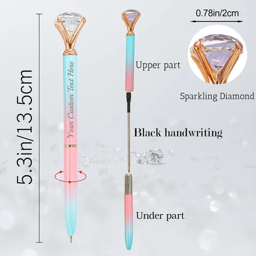 Miniatura 2 de STREADVE 12 bolígrafos personalizados con nombre, bolígrafo de diamante personalizado, grabado gratis, logotipo, texto, escritura suave, regalos