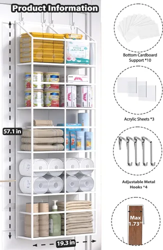 Miniatura 3 de ALLTIDYUP Organizador transparente para puerta, tela Oxford resistente, 50 libras, 5 estantes transparentes para colgar con 10 bolsillos para baño