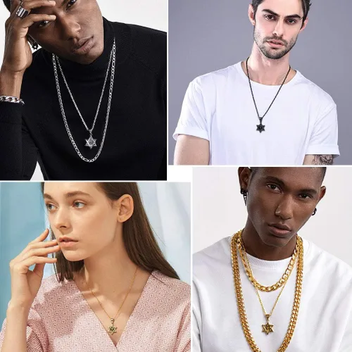 Miniatura 3 de PROSTEEL Collar con colgante y cadena de acero inoxidable de la estrella de David judía, joyería de Israel para hombres y mujeres