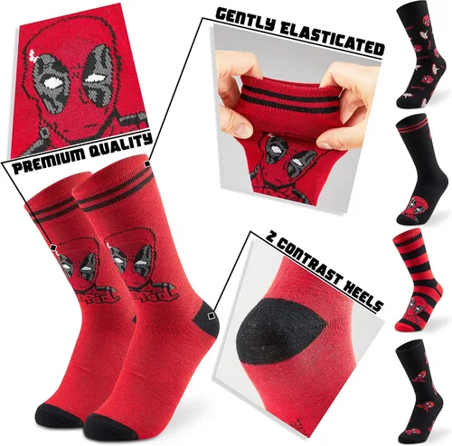 Miniatura 7 de Marvel Calcetines suaves y transpirables para hombre, paquete de 5 unidades, longitud a la pantorrilla, regalos para hombres