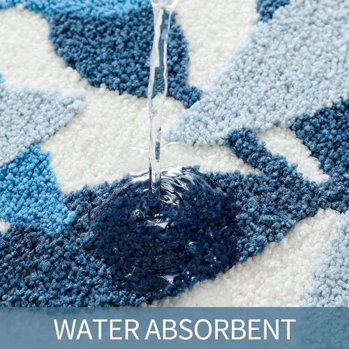 Miniatura 5 de Gibelle Alfombra de baño azul, antideslizante, fuerte y absorbente de agua, tapete de baño de microfibra de felpa, lavable a máquina, tapete
