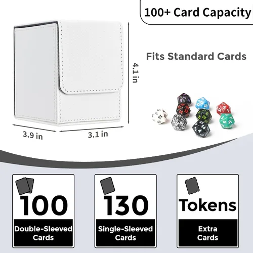 Miniatura 2 de Caja de Mazos MTG con 2 Divisores, Caja de Mazos Commander de Gran Capacidad que Cabe 100+ Cartas con Doble Funda, Estuche de Cartas de Cuero PU