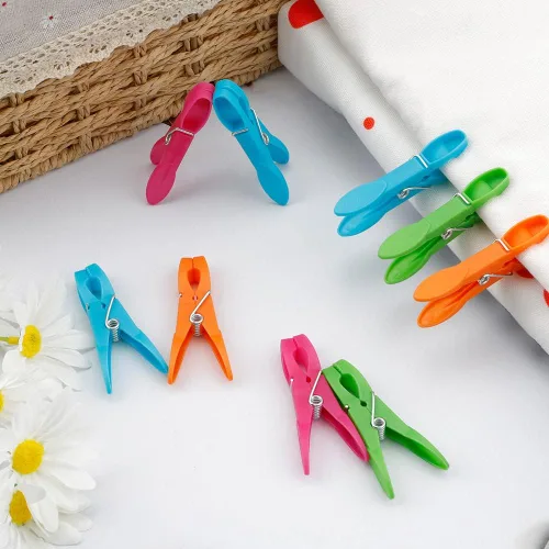 Miniatura 4 de 24 pinzas de plástico para ropa, pinzas de ropa resistentes, juego de alfileres de ropa de secado al aire, clips de toalla, clips de resorte, clips
