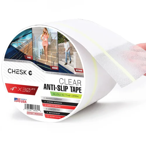 Miniatura 10 de Chesk Cinta de agarre para escaleras – Cinta de agarre negra que brilla en la oscuridad de 2 pulgadas x 30 pies – Peldaños de escalera adhesiva