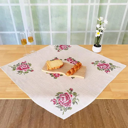 Miniatura 13 de Mantel bordado para decoración de encaje a prueba de polvo, sin arrugas, lavable, floral, rectangular, para cocina, comedor, vacaciones, cumpleaños