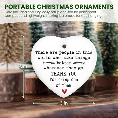 Miniatura 3 de TEEZWONDER Regalos de Navidad de Agradecimiento para Mujeres - Adornos Navideños de Cerámica 2025 con Tarjeta para Decoraciones del Árbol - Regalos
