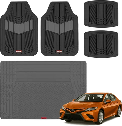 Miniatura 15 de Motor Trend FlexTough Tapetes de Piso Negros para Automóviles y Tapete de Carga Juego Completo - Tapetes de Piso Automotrices de Goma para Todo Tipo