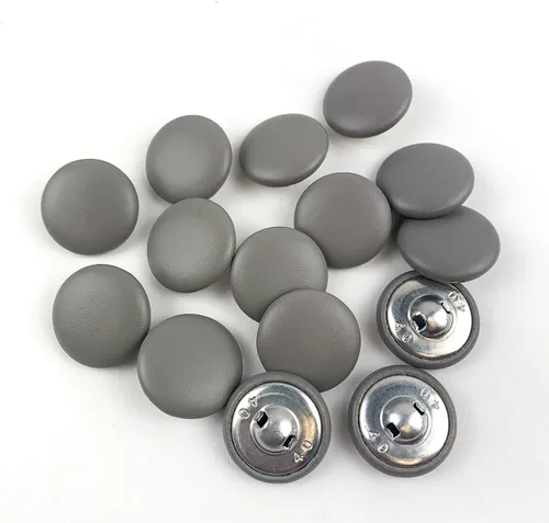 Miniatura 66 de Heyiwell 30 botones redondos cubiertos de cuero con vástago de metal, para vestidos de novia, camisas, vestidos, manualidades de costura (beige, mm)
