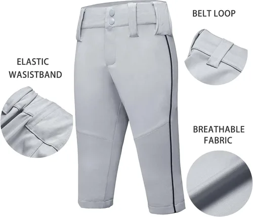 Miniatura 4 de QBK 2T3T4T5T6T7T Toddler Boy's Knicker Baseball Pants with Side PipingBraid