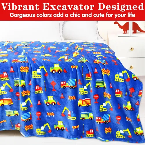 Miniatura 3 de Lukeight Manta de Excavadora para Niños Pequeños Regalos para Niños y Niñas, Manta de Tractor de Felpa para Niños, Manta Gruesa y Cálida para Niños