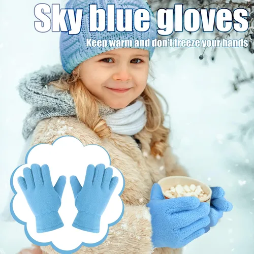 Miniatura 6 de SATINIOR 3 pares de guantes de invierno de forro polar para niños y niñas, guantes cálidos para niños y niñas, suministros de actividades al aire
