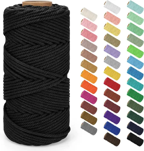 Miniatura 84 de Cordón de macramé de 0.079 in x 380 yardas (1140 pies), cuerda de algodón natural para colgar en la pared, ganchos de plantas, manualidades, Beige