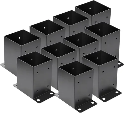 Base de poste de 4 x 4, 10 unidades, tamaño interior de 3.6"x3.6" Base para Poste de Terraza, Soportes de Poste de Metal Resistente con