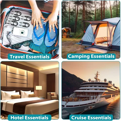 Miniatura 22 de 30 Piezas Perchas de Viaje Portátiles Plegables Organizador de Perchas de Viaje, Estante de Secado de Ropa de Plástico Artículos Esenciales