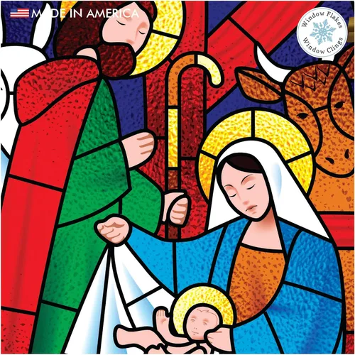 Adhesivo para ventana de Belén pequeño de 11 pulgadas, calcomanía de Navidad para vidrio, decoración de ventanas y puertas, calcomanías